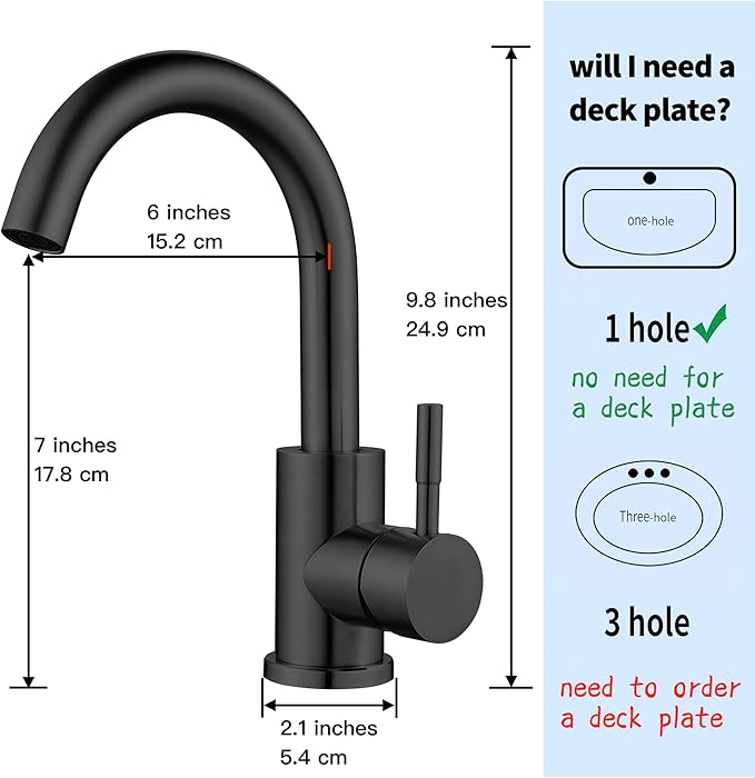 Wet Bar Sink Faucet Single Hole, Matte Black Single Handle Faucet for Kitchen or Bathroom Sink, Modern Stainless Steel Prep Sink Faucet Commercial Rv Sink Faucet Laundry Sink Faucet (No Drain)