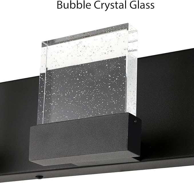 30.5 Inch 4 Light Bubble Black Crystal Bathroom Vanity Light Fixture, LED Over Mirror, Modern, 6000K