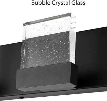 30.5 Inch 4 Light Bubble Black Crystal Bathroom Vanity Light Fixture, LED Over Mirror, Modern, 6000K