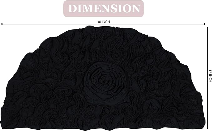 Home Weavers Bell Flower Collection 100% Cotton Tufted Bath Rugs, Extra Soft and Absorbent Bath Rugs, Non-Slip Bath Mats, Machine Washable, Bath Mats for Bathroom Floor, 17"x30" Slice Rug, Black