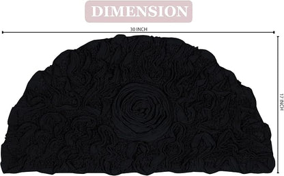 Home Weavers Bell Flower Collection 100% Cotton Tufted Bath Rugs, Extra Soft and Absorbent Bath Rugs, Non-Slip Bath Mats, Machine Washable, Bath Mats for Bathroom Floor, 17"x30" Slice Rug, Black