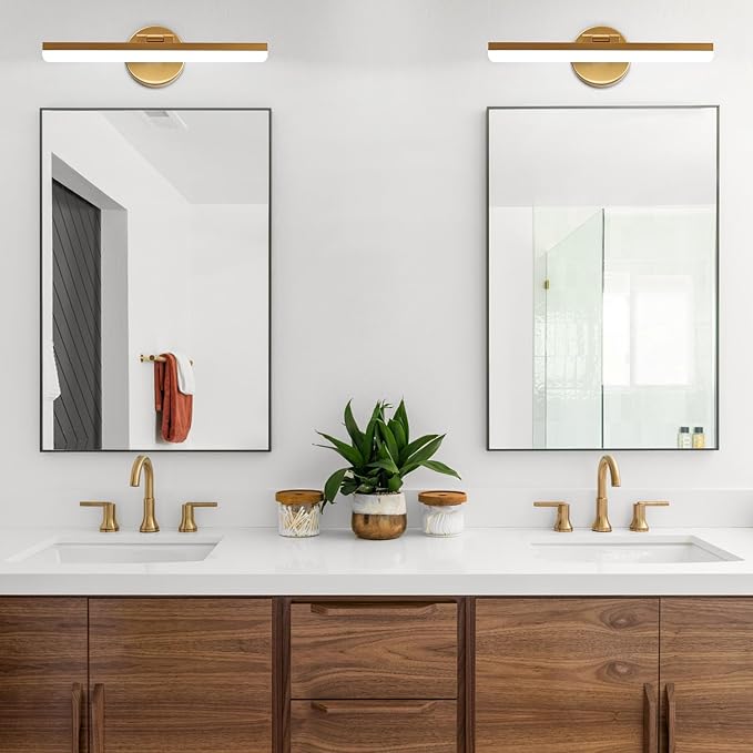 Gold Bathroom Vanity Light Fixtures Over Mirror 16inch 9W Rotatable Modern LED Vanity Lights Modern Wall Sconce (White Light 6000K)