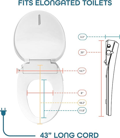 BidetMate 700 Series Electric Bidet Smart Toilet Seat with Side Knob Control, Instant Heated Water, Dryer and Seat, Bidet Attachment for Toilet Warm Water - Fits Elongated Toilets