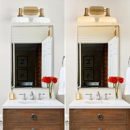 Modern 2 Light Bathroom Vanity Lights White Glass Lampshade Wall Sconces for Kitchen Dining Room Bedroom Hallway