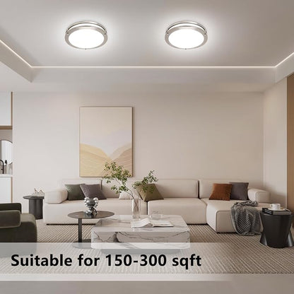 13inch LED Flush Mount Ceiling Light Fixture Dimmable Brushed Nickel, Easy Install Ceiling Lamp Fixture Without Flicker, Super Bright 36W 3600LM 5CCT Warm to White Light 3000K to 6000K 4-Pack