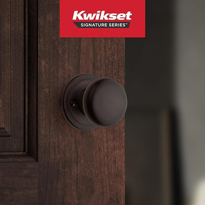 Kwikset Juno Dummy Door Knob, Single Sided Handle for Closets, French Double Doors, and Pantry, Venetian Bronze Non-Turning Interior Push/Pull Door Knob, with Microban Protection (Pack of 2)