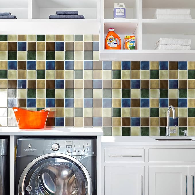 STICKGOO 10 Sheets Peel and Stick Backsplash - 9" x 9" 3D Adhesive Peel and Stick Tile Backsplash for Kitchen&Bathroom