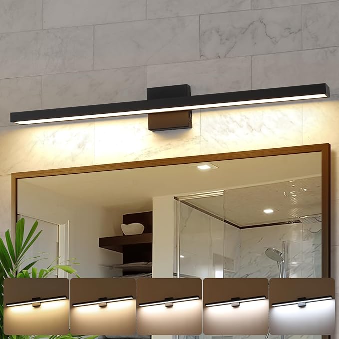 Black Vanity Light for Bathroom Dimmable 5CCT Bath Light Fixtures | Modern Vanity Light Bar 32.28 inch LED Wall Lamp