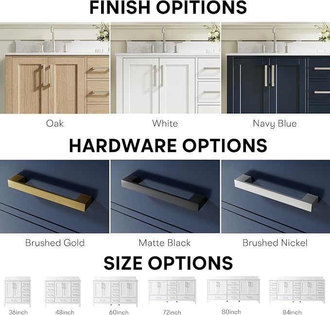 72-Inch Bathroom Vanity with Sink, 4 Soft-Close Doors and 6 Soft-Close Drawers, Bathroom Freestanding Vanity with Cultured Marble Countertop, Navy Blue Vanity with Brushed Nickel Handles