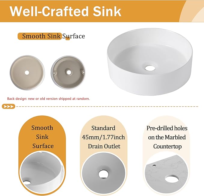 Malwee 24" Floating Bathroom Vanity with Sink, 24 Inch Wall Mounted Bathroom Cabinet Combo, Modern Single Sink Bath Storage Vanity Set, with 1 Soft Close Door and Ceramic Vessel Basin Top(24-400