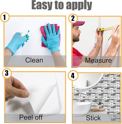 12-Sheet Peel and Stick Wallpaper, Subway Tile 6''x12'' Self Adhesive Wall Tiles Waterproof PVC Stick on Backsplash Vinyl Decorative Tiles Stickers for Kitchen Bathroom