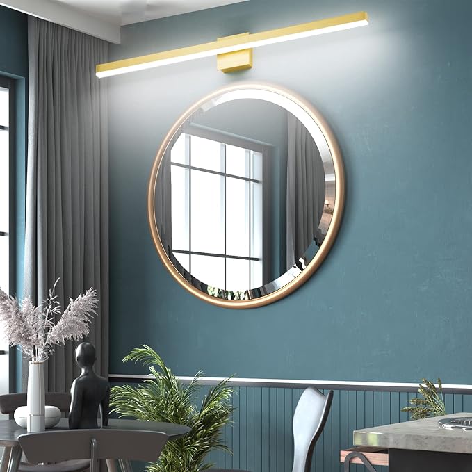 Aipsun Gold Bathroom Light Fixtures 40inch Modern LED Vanity Light for Bathroom Gold Vanity Lights Fixtures 5500K