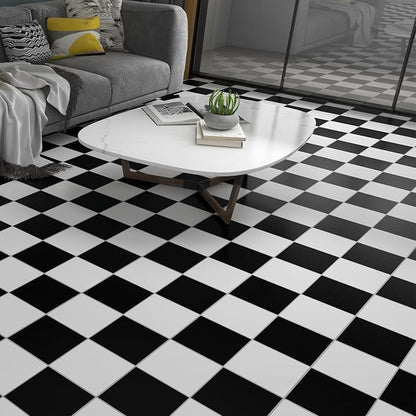 Lareko 60Sq.Ft Black&White Marble Peel and Stick Vinyl Floor Tiles,60 Tiles - 12" x 12",Waterfproof and Self Adhesive Vinyl Sticker Tiles,Laminate Flooring for for Kichen,Bathroom,Dining Room(Check)