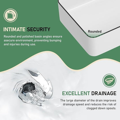 Bathroom Vessel Sink 24x14 inch Above Counter Rectangular White Ceramic Countertop Vessel Sink for Cabinet Lavatory Vanity 24" x 14"
