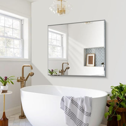 CILIBER Beveled Bathroom Mirror, 36x40 Large Bathroom Mirrors for Over Sink, 3mm Tempered Glass Beveled Frameless Vanity Mirror for Bathroom, Bedroom, Living Room and Entryway