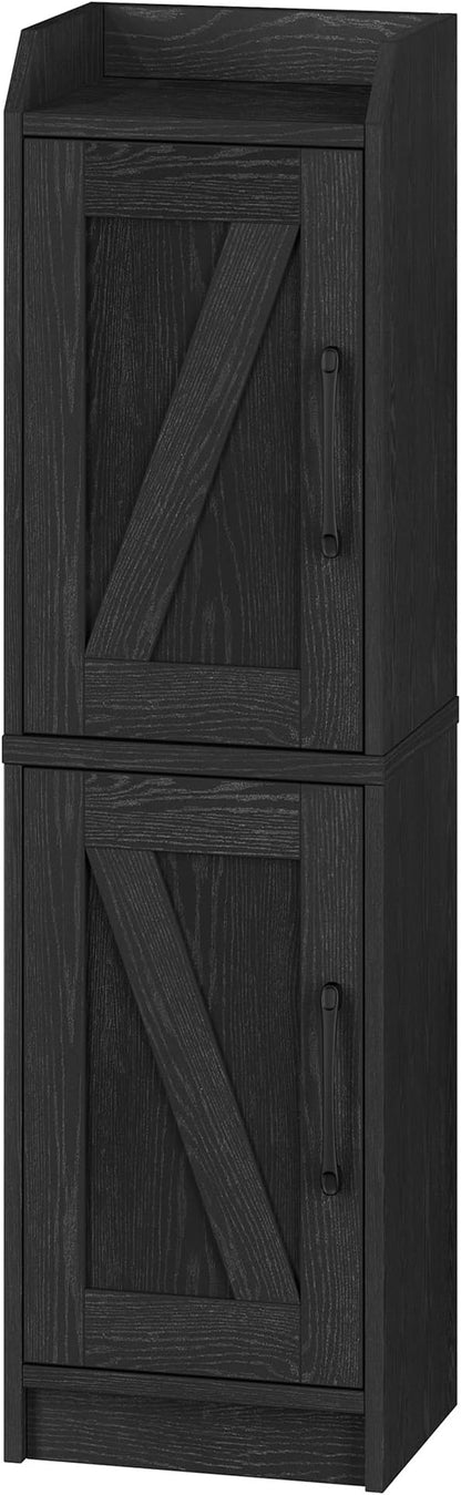Bathroom Storage Cabinet, Small Corner Floor Cabinet with Door and Shelves, Narrow Bathroom Organizer and Paper Storage with Adjustable Shelves, for Small Spaces, Black BC27004X