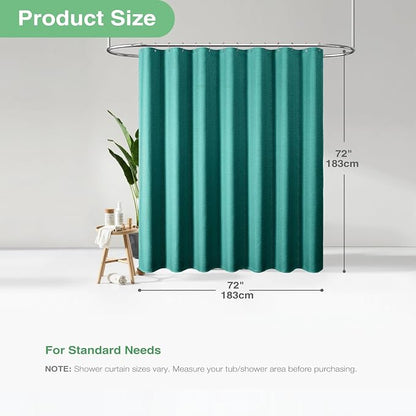 Waffle Shower Curtain 256GSM Heavy Duty Fabric 72x72 Seaweed Green | Thick Textured Cloth, Weighted Hem, Water Repellent Washable, Hotel Luxury Polyester Shower Curtain Set for Bathroom 12 Hooks