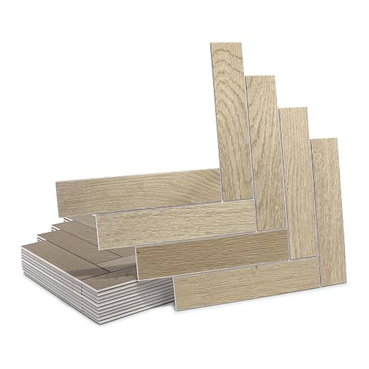12-Pack Peel and Stick Floor Tile, 10.8" x 9.3" Herringbone SPC Self-Adhesive Luxury Vinyl Flooring, Wood-Look Groutable Backsplash Tile for Kitchen Bathroom, Warm Oak, Covers 8.4 Sq. Ft.
