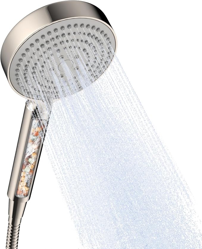 OFFO Filtered Shower Head with Hose, 20 Stage Shower Head with Filters for Hard Water with 60" Stainless Steel Hose, 6 Modes High Pressure Shower Head to Remove Chlorine, Brushed Nickel
