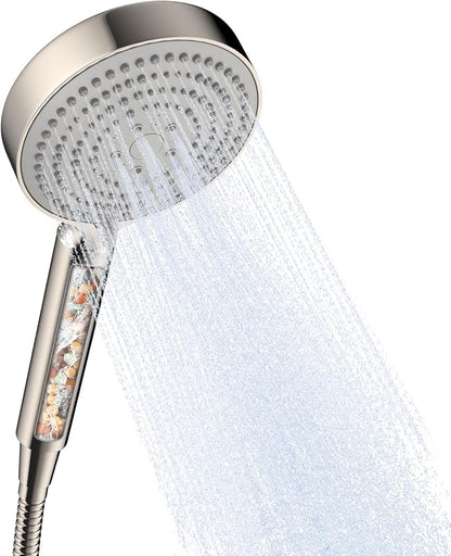 OFFO Filtered Shower Head with Hose, 20 Stage Shower Head with Filters for Hard Water with 60" Stainless Steel Hose, 6 Modes High Pressure Shower Head to Remove Chlorine, Brushed Nickel