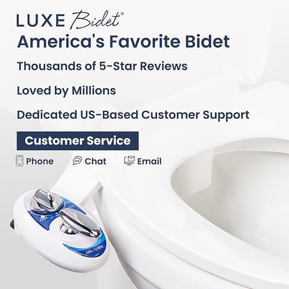 LUXE Bidet NEO 180 - Non-Electric Bidet Attachment for Toilet Seat, Blue | Dual Nozzle, Self-Cleaning, Adjustable Water Pressure, Rear & Feminine Wash, with Lever Control