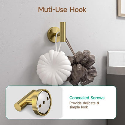 8PCS Brushed Gold Bathroom Hardware Set, 18-Inch Towel Bar Set | Durable SUS304 Stainless Steel Bathroom Accessories Set, Towel Racks for Bathroom Wall Mounted, Modern Home Decor
