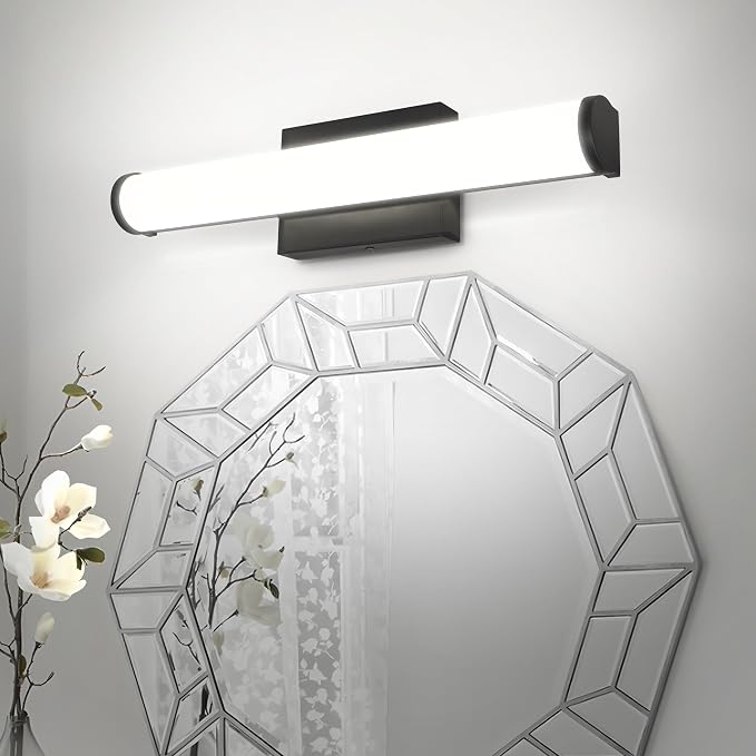 ASD 18" LED Linear Vanity Light Fixture, Modern Bathroom Sconce — 3 Color 3000K-5000K, Dimmable, 20W 1800LM, Energy Star & ETL Listed — Over Mirror Makeup Slim Bar for Bedroom, Cabinets — Black
