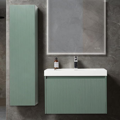 Blossom 30 Inch Bathroom Vanity with Sink and Side Cabinet, All Wood Floating Bathroom Vanity with Acrylic Sink, Bathroom Sink Cabinet with Soft-Close Drawer, Modern Style Vanities, Aventurine Green