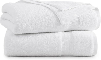 LANE LINEN Bath Sheet Set 2 Pack Oversized Soft Absorbent Quick Dry - White | Cotton Bath Sheets - Oversized & Roomy, Lightweight & Breathable, Fade-Resistant Color, Classic Terry Weave, Densely Woven