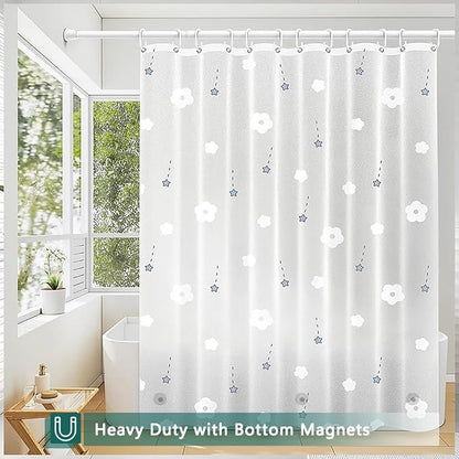 Shower Curtain Liner, 100% Waterproof Peva Shower Curtains with 3 Duty Heavy Bottom Magnets and 12 Rust Proof Grommets, 72x72 Weighted Shower Liner for Shower Stall, Bathtubs