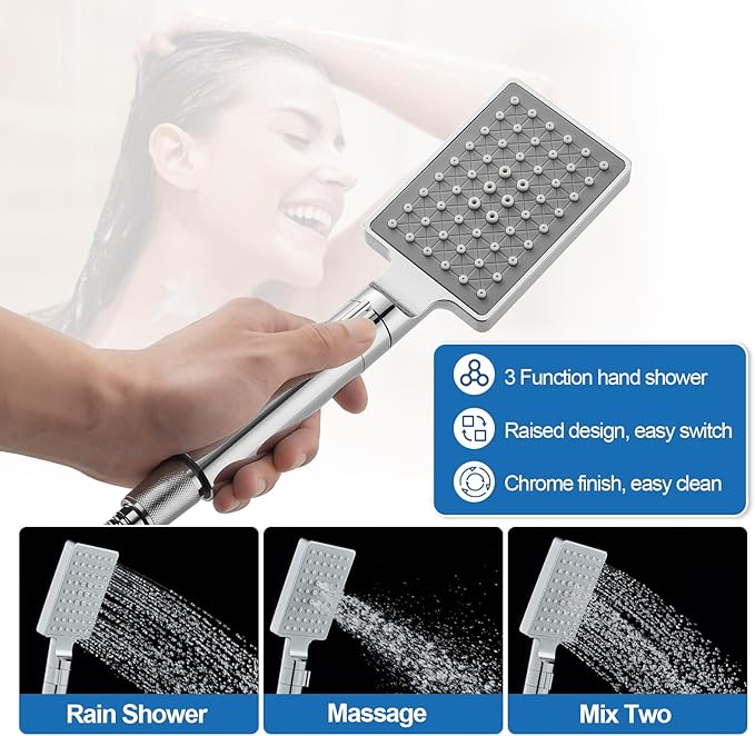 Shower Panel Tower System with Rainfall & Waterfall Shower, 5 Body Jets, 3-Function Handheld, 304 Stainless Steel Shower Tower Column, Gold