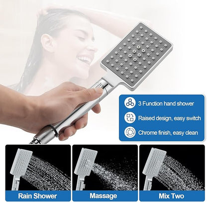 Shower Panel Tower System with Rainfall & Waterfall Shower, 5 Body Jets, 3-Function Handheld, 304 Stainless Steel Shower Tower Column, Gold