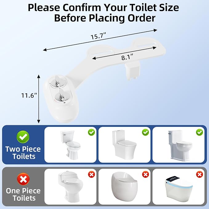 Ultra-Slim 3-in-1 Bidet Attachment for Toilet, Adjustable Warm/Cold Water & Pressure, Self-Cleaning Dual Nozzles for Posterior & Feminine Wash, Easy Install (White）