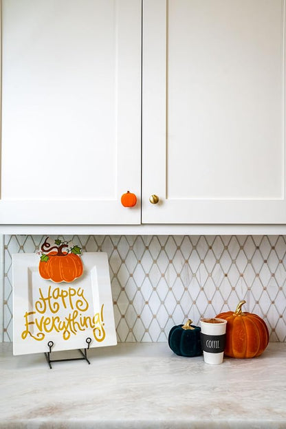 Knobēz 12pk Pumpkin Decorative Knob Covers - Autumn Cabinet Decorations | Fits 1 to 1.5 in round or square hardware, stretchable fabric sleeves for kitchen, bathroom, and seasonal home decor