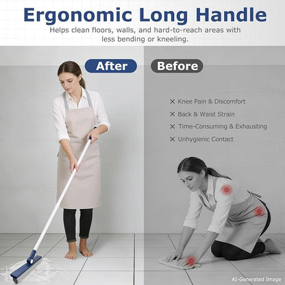 IVYROLL Grout Brush with Long Handle, Grout Cleaner Brush for Tile Floors | Stiff Bristles for Crevice, Tile Line, Shower, Kitchen, Bathroom