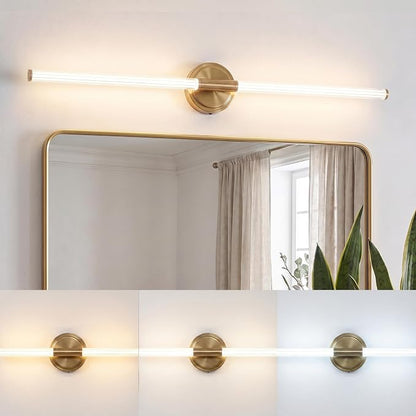 URSOLA 40" Modern LED Bathroom Light Fixtures, Golden 3CCT Dimmable Bathroom Vanity Light Over Mirror, Bathroom Vanity Bath Bar Lights with 360° Removable Acrylic Light Tube