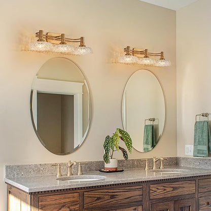 3-Light Bathroom Vanity Light Fixtures Vintage Brass Wall Light Fixtures Vanity Lights Over Mirror for Bedroom Living Room Bathroom