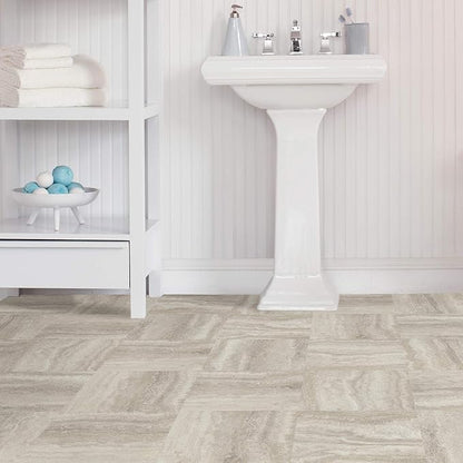 FloorPops FP3327 Platinum Peel & Stick Peel and Stick Floor Tiles, Grey 12 inch x 12 inch