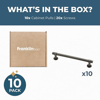 Franklin Brass Francisco (10-Pack) Cabinet Handles 5-1/16" Hole Center Pulls | Soft Iron Hardware Kitchen Door, Drawers, Dressers, Furniture P29618K-SI-B