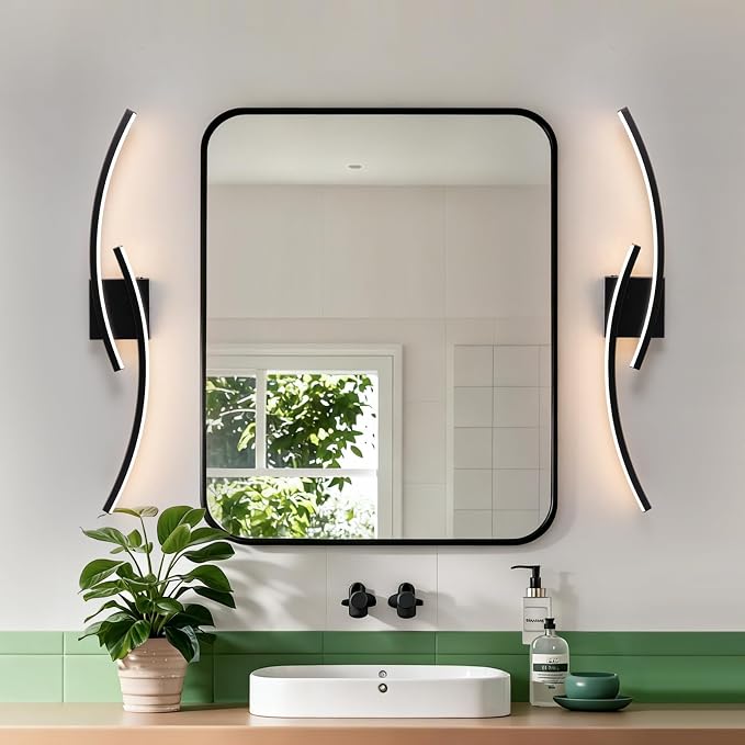 31.5 inch Modern Bathroom Vanity Light Black Lights Fixtures Dimmable 5CCT Led Bathroom Light Fixture Over Mirror Modern Wall lamp for Cabinet Hallway