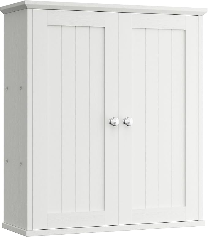 Shintenchi Bathroom Wall Medicine Cabinet, Over The Toilet Storage, White | Bathroom Storage Organizer Cupboard, with 2 Magnet Door and 3-Tier Shelves, Space Saving, Easy to Assemble & Clean