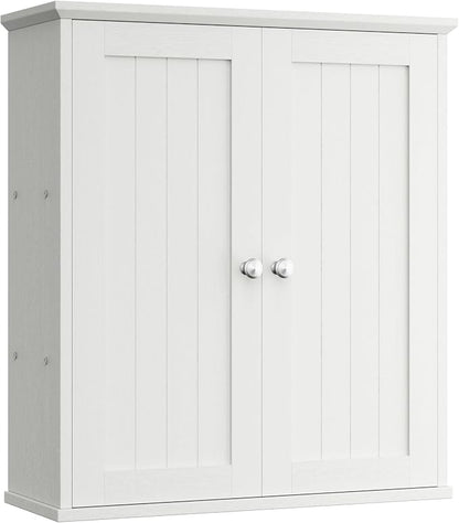 Shintenchi Bathroom Wall Medicine Cabinet, Over The Toilet Storage, White | Bathroom Storage Organizer Cupboard, with 2 Magnet Door and 3-Tier Shelves, Space Saving, Easy to Assemble & Clean