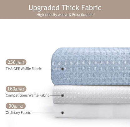Fog Blue 256GSM Waffle Weave Shower Curtain, 72"x84" | Extra Long with Weighted Hem & Rustproof Grommets-Water-Repellent Polyester, Hotel Spa Style for Bathroom,RV,Apartment