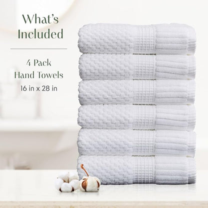 6 Pack 100% Cotton Hand Towels | White Towels | Oeko‑TEX Standard 100 | Soft & Absorbent, Quick‑Dry | Trinity Collection - Bright White