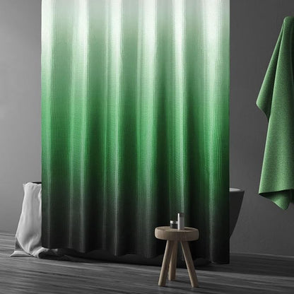 Emerald Green Ombre Fabric Shower Curtain for Bath Decor, 72 x 72 | Emerald Green Gradient Fabric Shower Curtain, Cloth-Textured Bathroom Curtains Shower Set, Water Repellent, Machine Washable