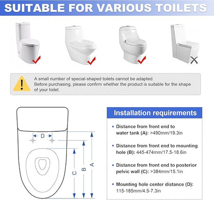 Electric Bidet Toilet Seat Elongated, Slow Close Seat, Warm Air Dryer, Remote Control, LED Light, Smart Heated Bidet Seat, Temp Adjustable Toilet Lid