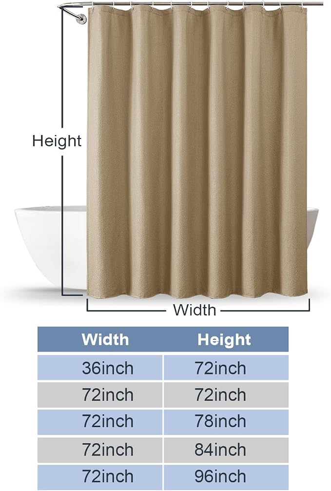 Taupe Shower Curtain for Bathroom 96 Inches Extra Long, Elegant 3D Embossed Textured Fabric Shower Curtains, Water Repellent, Machine Washable, Hotel Style, 72" W x 96" L, Taupe