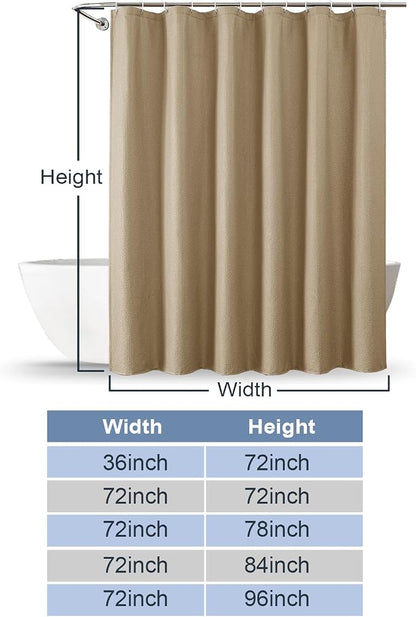 Taupe Shower Curtain for Bathroom 96 Inches Extra Long, Elegant 3D Embossed Textured Fabric Shower Curtains, Water Repellent, Machine Washable, Hotel Style, 72" W x 96" L, Taupe