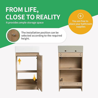 18" Freestanding Bathroom Vanity with Sink, 18 Inch Small Space Storage Cabinet, 1-Door Modern Design with Soft-Close Door & Waterproof Plywood for Apartments, Powder Rooms