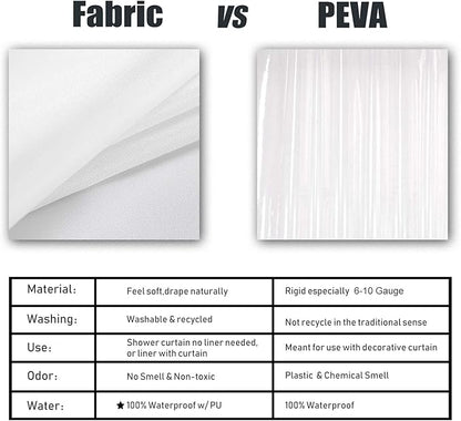 Barossa Design Waterproof Fabric Stall Shower Curtain Liner Microfiber 54" W x 72" H - Hotel Quality, Machine Washable, White Shower Liner for Bath Tub, 54x72
